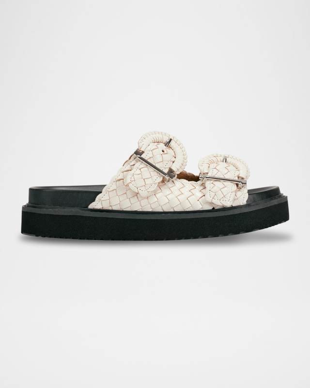 Auggie Woven Leather Dual-Buckle Sporty Sandals
